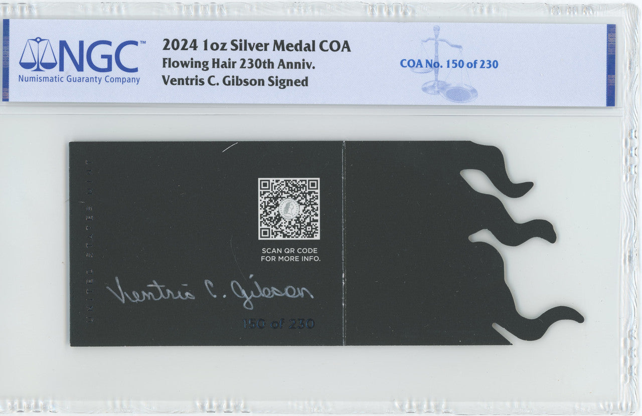 2024 230th Anniversary Flowing Hair Silver Medal 150 of 230 Privy NGC MS70 AR Harrigal