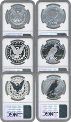 2024 Morgan and Peace Silver Dollar 6-Coin Set FDI NGC MS70/PF70/RP70 Kenneth Bressett Red Book Signed