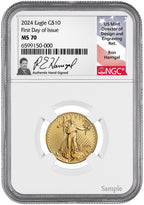 2024 1/4 oz American Gold Eagle First Day of Issue NGC MS70 Ron Harrigal