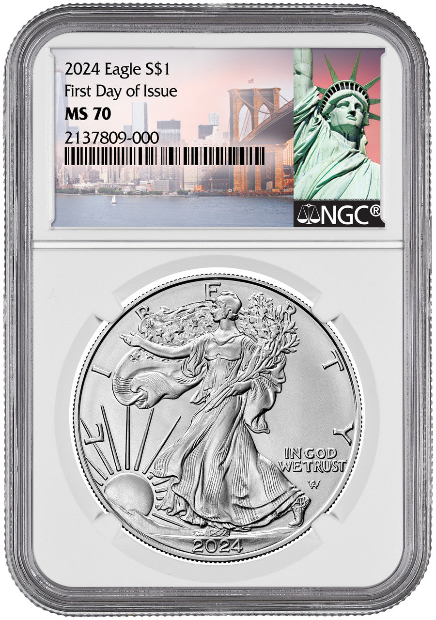 2024 American Silver Eagle FDI NYC Label NGC MS70