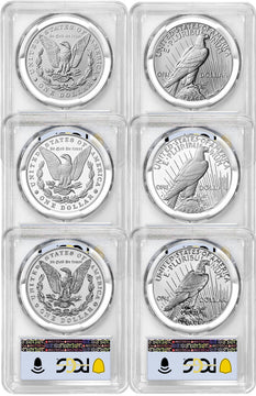 2024 Morgan and Peace Silver Dollar 6-Coin Set FDI PCGS MS70/PF70/RP70