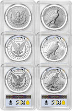 2024 Morgan and Peace Silver Dollar 6-Coin Set FDI PCGS MS70/PF70/RP70