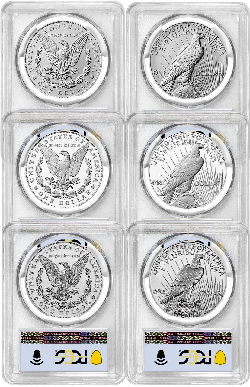 2024 Morgan and Peace Silver Dollar 6-Coin Set FDI PCGS MS70/PF70/RP70