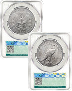 2024 Morgan and Peace Silver Dollar 2pc Set AD CAC MS70