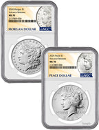 2024 Morgan and Peace Silver Dollar 2pc Set AR NGC MS70