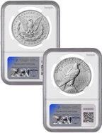 2024 Morgan and Peace Silver Dollar 2pc Set ER NGC MS70