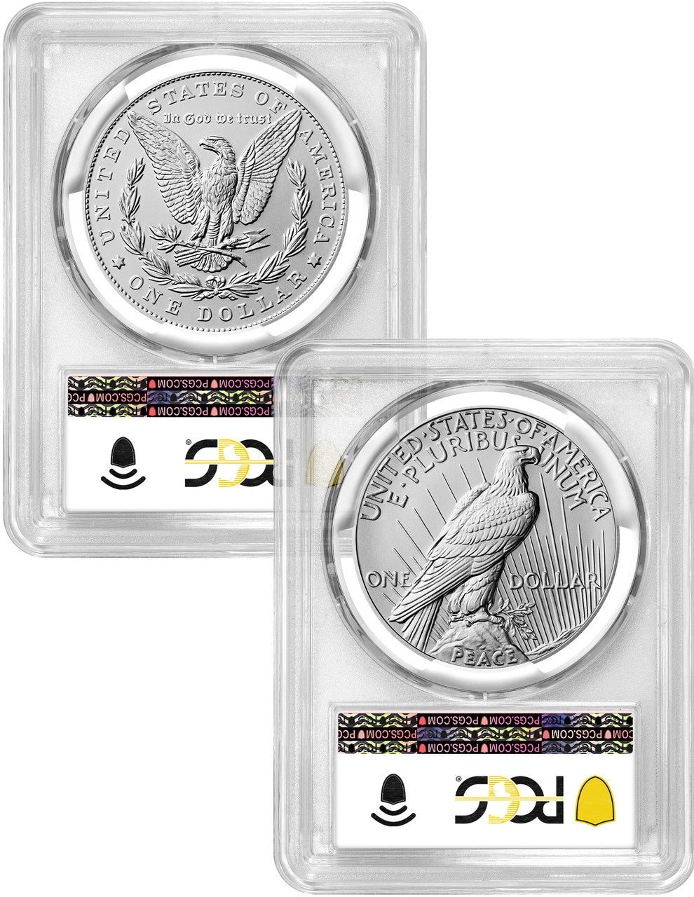 2024 Morgan and Peace Silver Dollar 2pc Set AR PCGS MS70