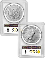 2024 Morgan and Peace Silver Dollar 2pc Set FDI PCGS MS70