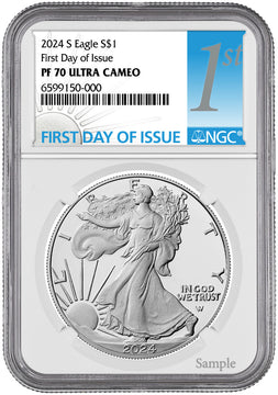 2024-S Proof Silver Eagle First Day of Issue NGC PF70