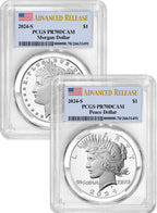 2024-S Morgan and Peace Silver Dollar 2pc Proof Set AD PCGS PR70