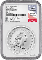 2024 Silver Medal Flowing Hair 230th Anniversary AR NGC MS70 Gaudioso