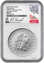 2024 Flowing Hair Silver Medal 230th Anniversary FDI W/Privy NGC MS70 Harrigal
