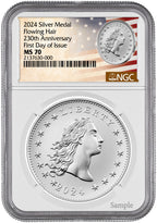 2024 Silver Medal Flowing Hair 230th Anniversary FDI NGC MS70
