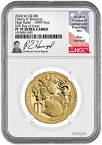 2024 W $100 Liberty & Britannia High Relief Gold Coin FDI NGC PF70 Ron Harrigal Signed