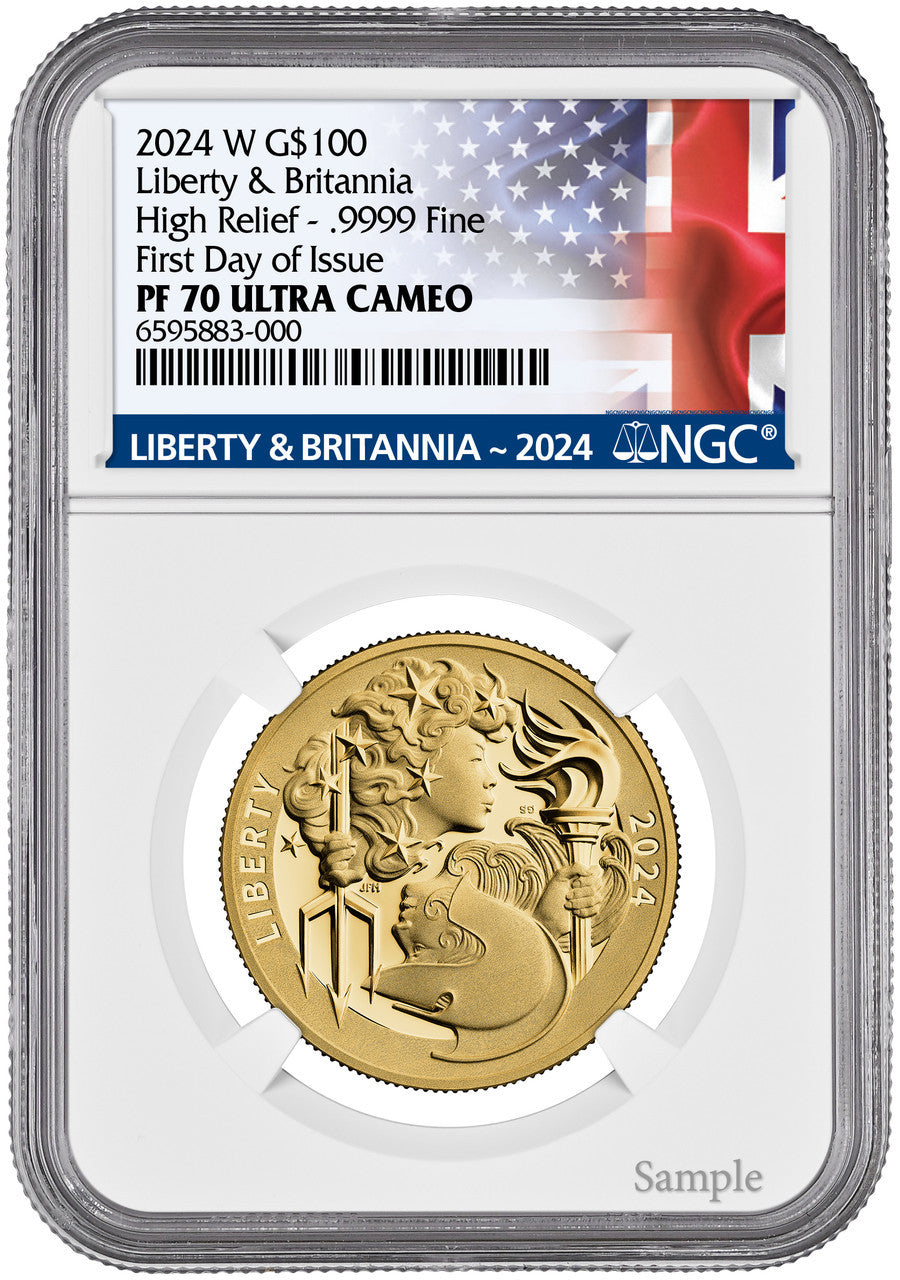 2024 W $100 Liberty & Britannia High Relief Gold Coin FDI NGC PF70 UCAM