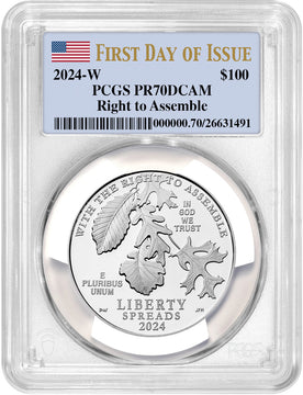 2024-W $100 One-Ounce Platinum Eagle Right to Assemble FDI PCGS PR70