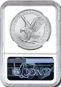 2024 W Burnished Silver Eagle Advanced Releases NGC MS70 Gaudioso Signed