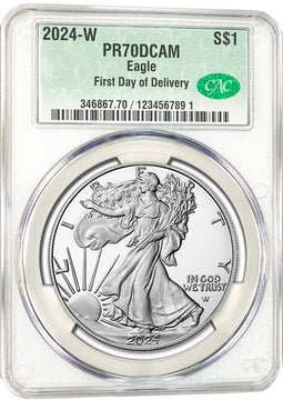 2024-W Silver Eagle First Day of Delivery CAC PR70DCAM