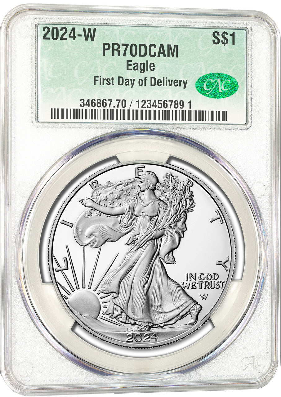 2024-W Silver Eagle First Day of Delivery CAC PR70DCAM
