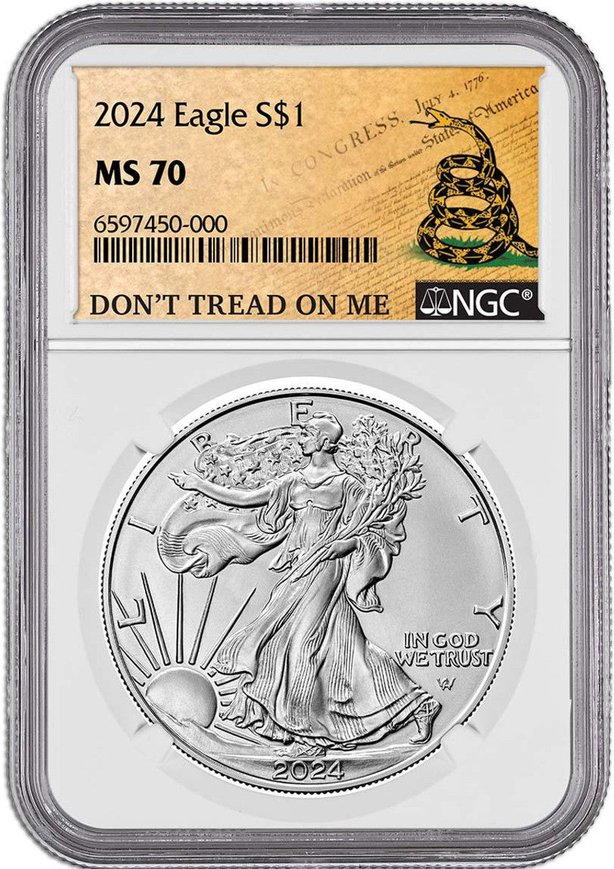 2024 American Silver Eagle Don't Tread on Me Label NGC MS70