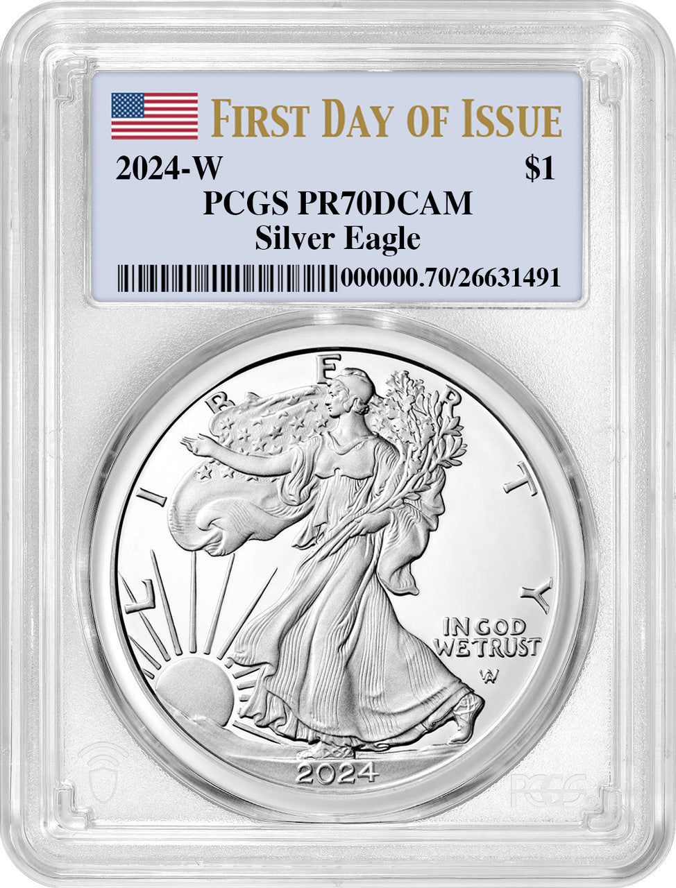 2024-W $1 Silver Eagle First Day of Issue PCGS PR70DCAM