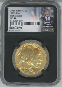 2024 1 oz Gold Buffalo First Releases NGC MS70 Donald Trump