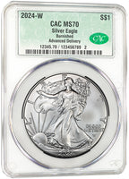 2024 W Burnished Silver Eagle Advanced Delivery CAC MS70