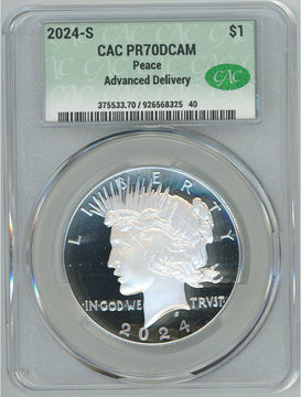 2024 Peace Silver Dollar Advanced Delivery CAC PR70DCAM