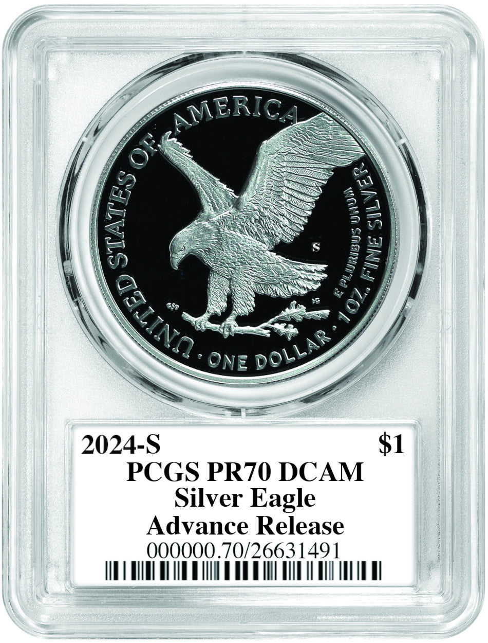 2024-S American Silver Eagle Advanced Releases PR70 PCGS Damstra