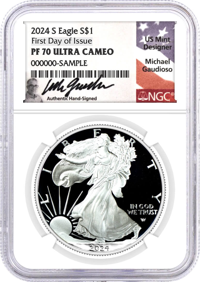 2024-S American Silver Eagle First Day of Issue PF70 NGC Gaudioso