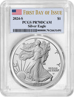 2024-S Proof Silver Eagle First Day of Issue Flag PCGS PR70