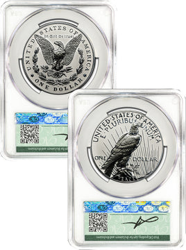 2024-S Morgan Peace Silver Dollar 2pc Reverse PR70 Set AD CAC Founders