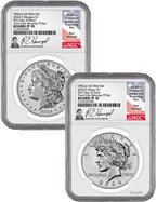 2024-S Morgan Peace Silver Dollar 2pc Reverse Proof Set FDI NGC PF70 Harrigal