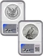 2024-S Morgan Peace Silver Dollar 2pc Reverse Proof Set FDI NGC PF70 Harrigal