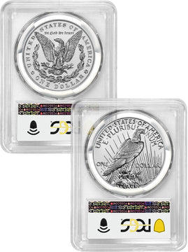 2024-S Morgan and Peace Silver Dollar 2pc Reverse Proof Set FDI PCGS PR70