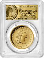 2024-W 230th Anniversary Flowing Hair Gold Dollar FDOI PCGS PR70DCAM