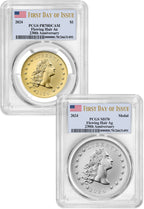 2024 230th Anniversary Flowing Hair 2-Coin Set FDI PCGS PF70DCAM