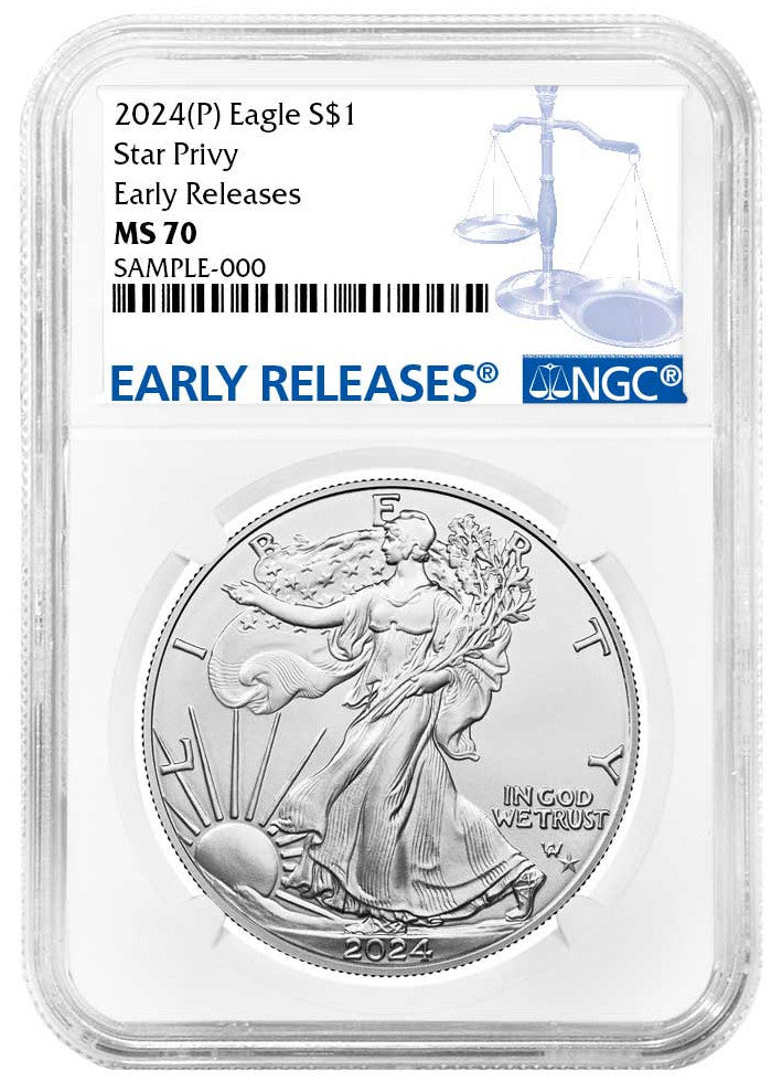 2024(P) Silver Eagle Star Privy Early Releases NGC MS70
