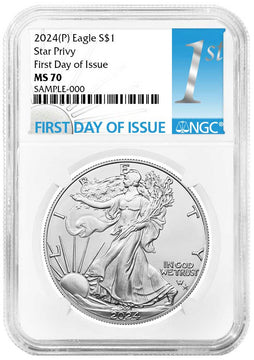 2024(P) Silver Eagle Star Privy First Day of Issue NGC MS70
