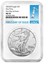 2024(P) Silver Eagle Star Privy First Day of Issue NGC MS70