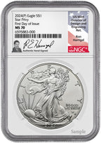 2024(P) Silver Eagle Star Privy FDI NGC MS70 Ron Harrigal Signed