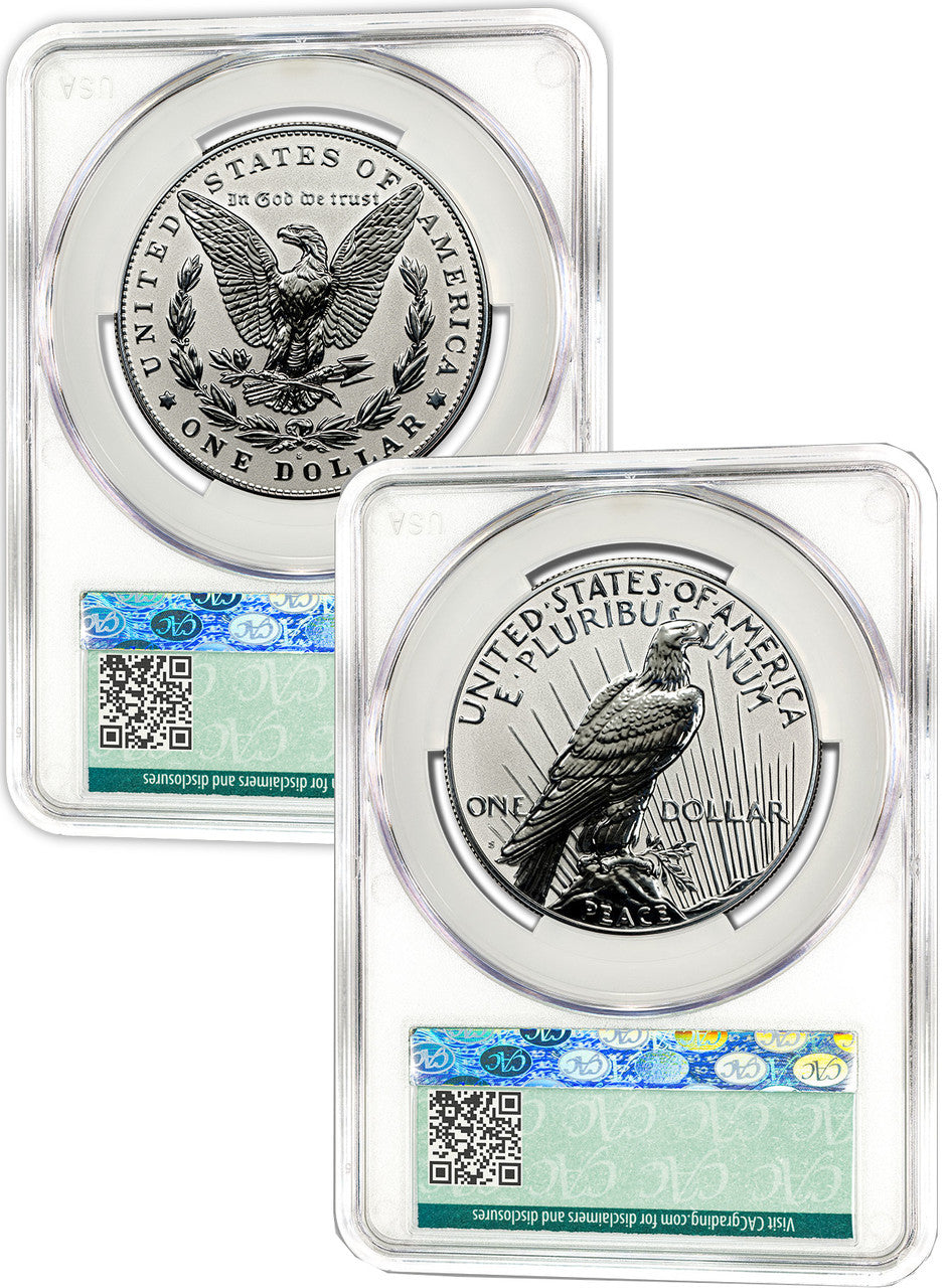2024-S Morgan Peace Dollar 2-Coin Reverse Proof Set FDD CAC PR70
