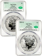 2024-S Morgan Peace Dollar 2-Coin Reverse Proof Set AD CAC PR70
