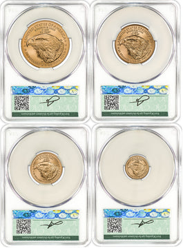 2025 Gold Eagle 4-Coin Set First Day of Delivery CAC MS70 Founders Label
