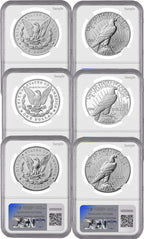 2025 Morgan and Peace Silver Dollar 6-Coin Set AR NGC MS70/PF70/RP70 Harrigal
