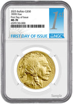 2025 1 oz Gold Buffalo First Day of Issue NGC MS70