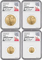 2025 Gold Eagle 4-Coin Set First Day of Issue NGC MS70 Ron Harrigal Signed
