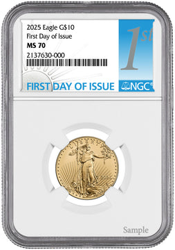 2025 1/4 oz American Gold Eagle First Day of Issue NGC MS70
