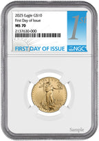 2025 1/4 oz American Gold Eagle First Day of Issue NGC MS70
