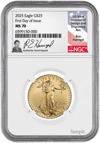 2025 1/2 oz Gold Eagle First Day of Issue NGC MS70 Ron Harrigal
